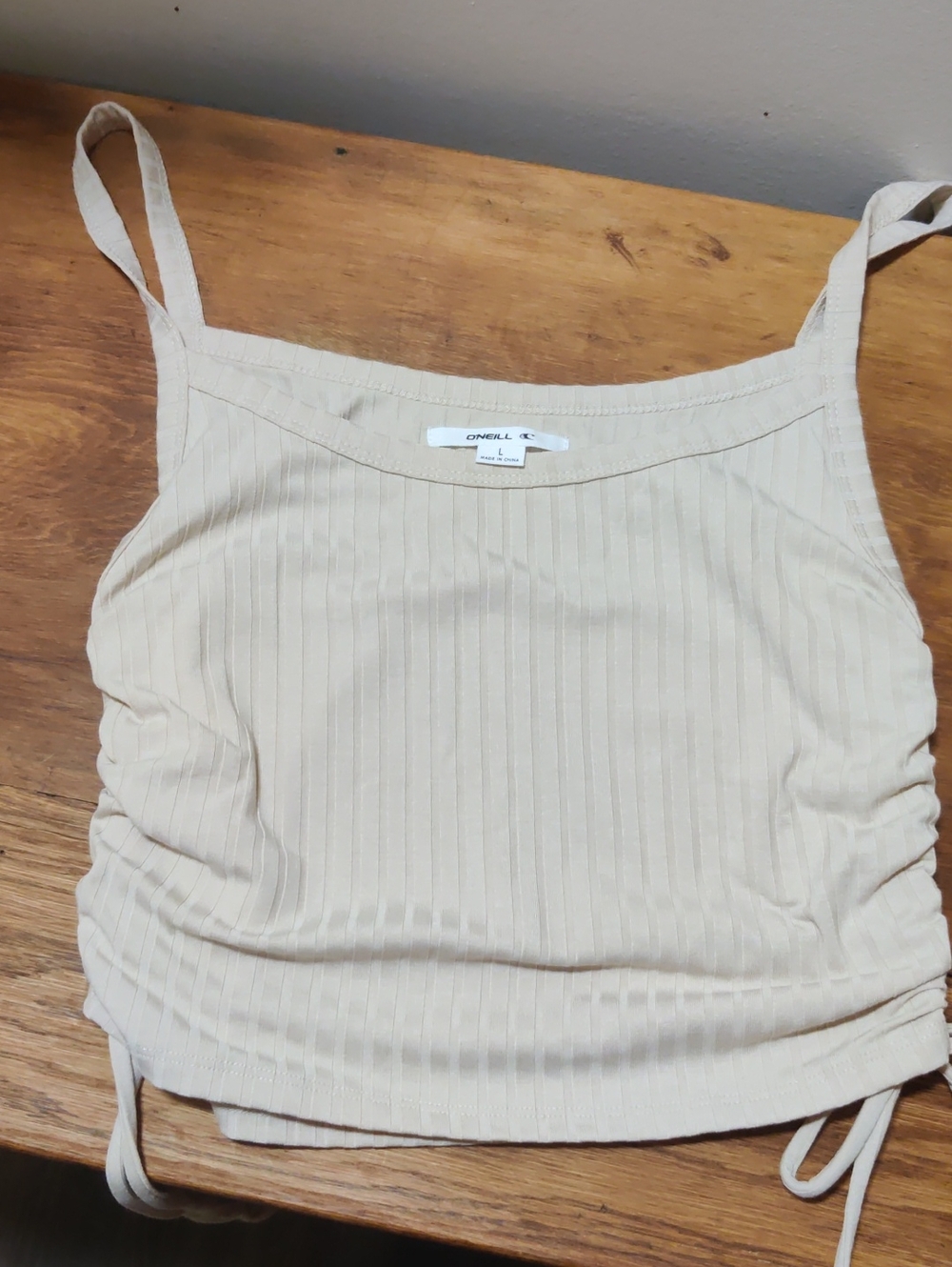 O'Neill Cream Ribbed Drawstring Cami Tank